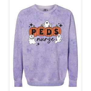 Peds Pediatric Nurse Halloween Boo Crew Ghost Pumpkins Funny Gift Colorblast Crewneck Sweatshirt