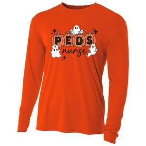 Peds Pediatric Nurse Halloween Boo Crew Ghost Pumpkins Funny Gift Cooling Performance Long Sleeve Crew