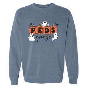 Peds Pediatric Nurse Halloween Boo Crew Ghost Pumpkins Funny Gift Garment-Dyed Sweatshirt