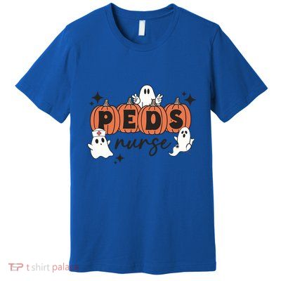 Peds Pediatric Nurse Halloween Boo Crew Ghost Pumpkins Funny Gift Premium T-Shirt