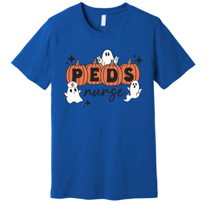 Peds Pediatric Nurse Halloween Boo Crew Ghost Pumpkins Funny Gift Premium T-Shirt