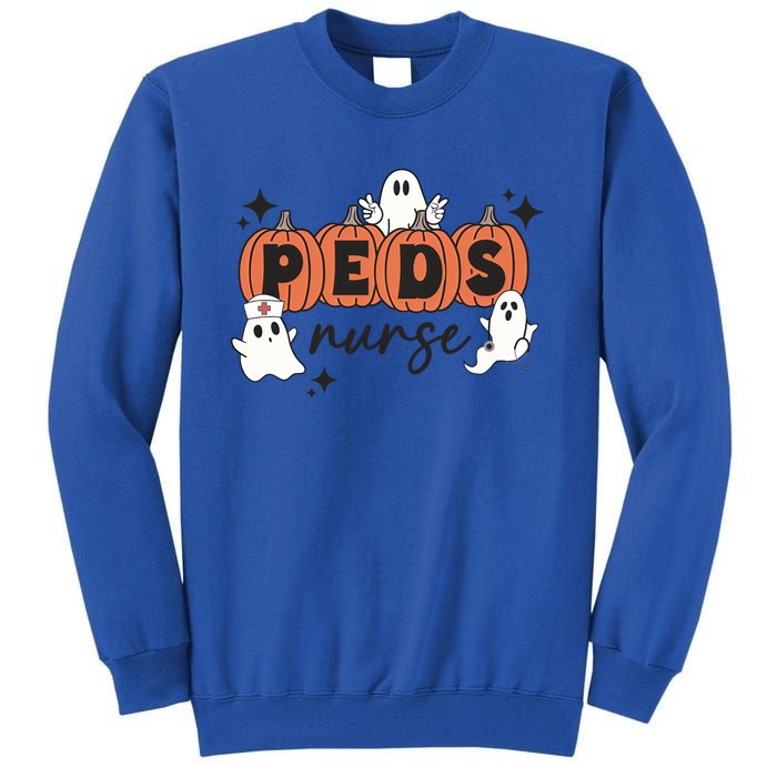 Peds Pediatric Nurse Halloween Boo Crew Ghost Pumpkins Funny Gift Tall Sweatshirt