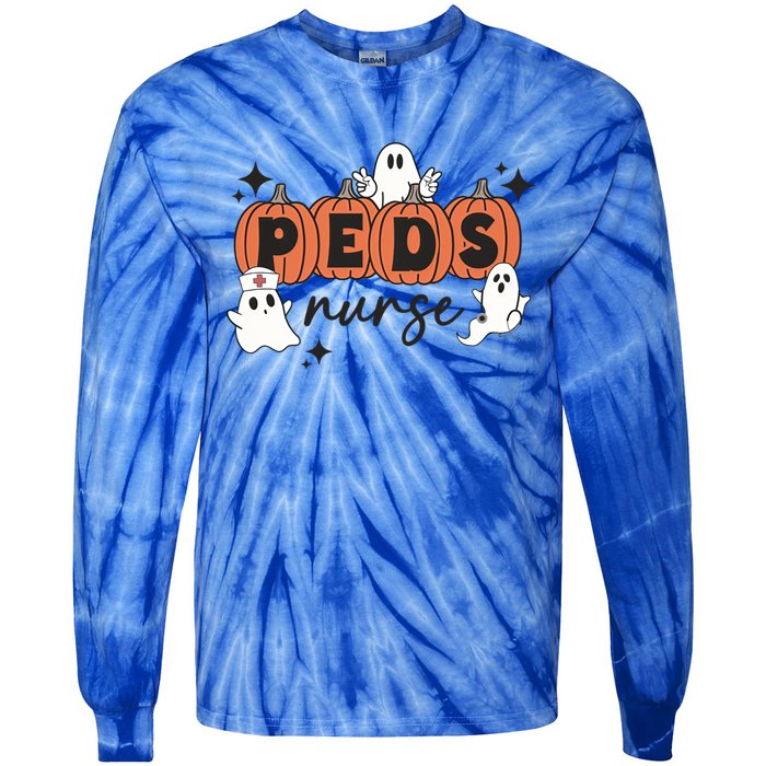 Peds Pediatric Nurse Halloween Boo Crew Ghost Pumpkins Funny Gift Tie-Dye Long Sleeve Shirt