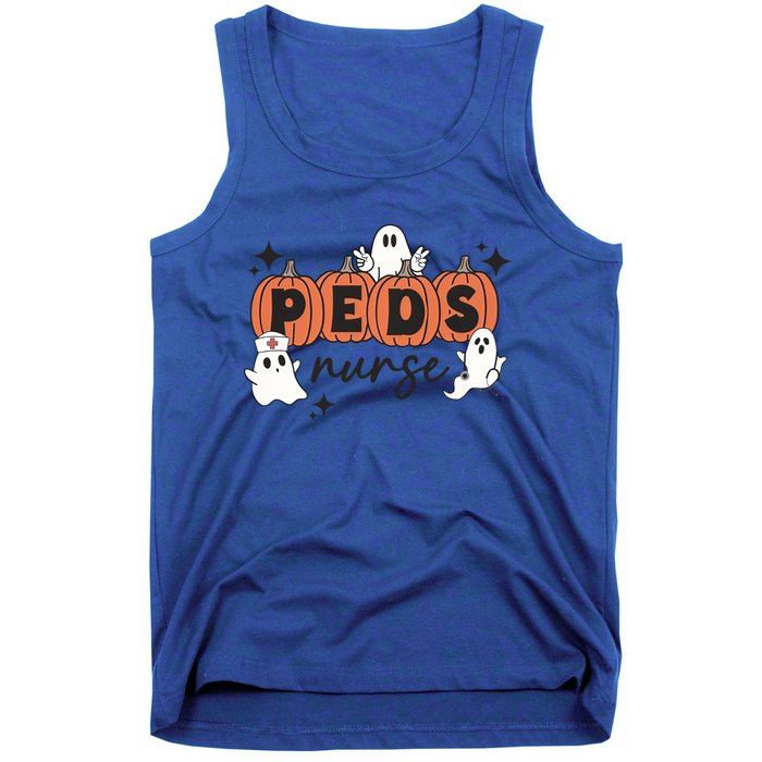 Peds Pediatric Nurse Halloween Boo Crew Ghost Pumpkins Funny Gift Tank Top