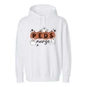 Peds Pediatric Nurse Halloween Boo Crew Ghost Pumpkins Funny Gift Garment-Dyed Fleece Hoodie