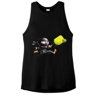 Pickleball Player Ninja Ladies PosiCharge Tri-Blend Wicking Tank