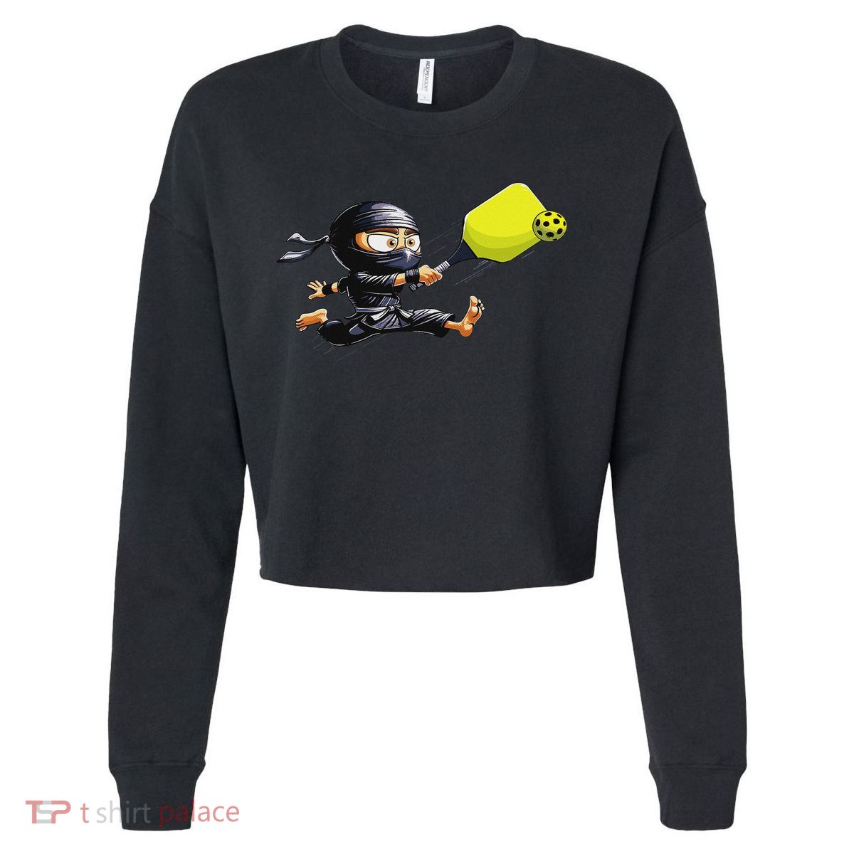 Pickleball Player Ninja Cropped Pullover Crew