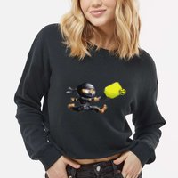 Pickleball Player Ninja Cropped Pullover Crew