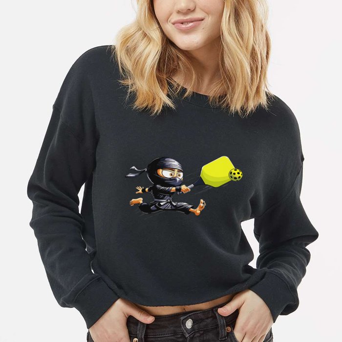 Pickleball Player Ninja Cropped Pullover Crew