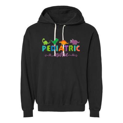 Picu Pediatric Nurse Dinosaurs Peds Nurse Garment-Dyed Fleece Hoodie