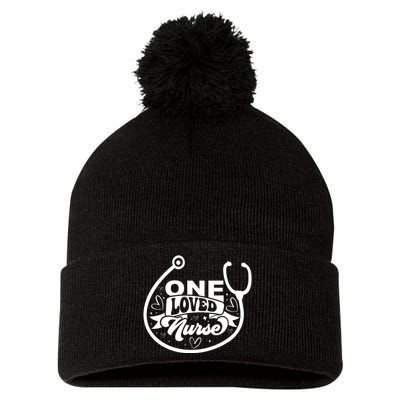 One Loved Nurse Pom Pom 12in Knit Beanie