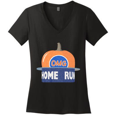 Playoff Pumpkin New York Omg Women's V-Neck T-Shirt