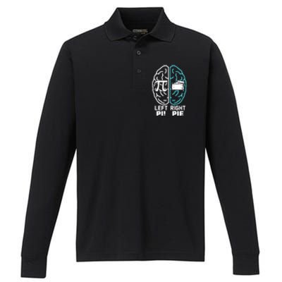 Left Right Funny Pi Day Performance Long Sleeve Polo