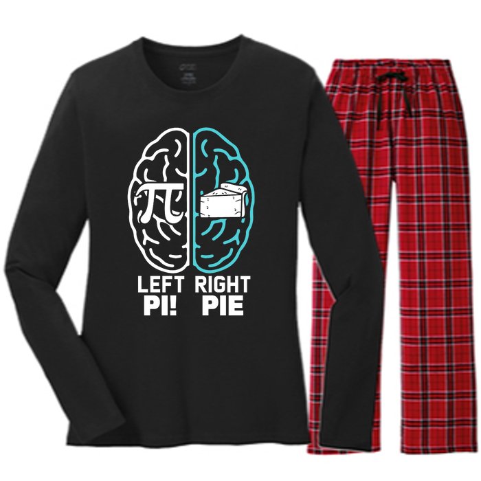 Left Right Funny Pi Day Women's Long Sleeve Flannel Pajama Set 