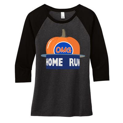 Playoff Pumpkin New York Omg Women's Tri-Blend 3/4-Sleeve Raglan Shirt