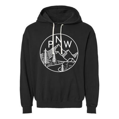 PNW Pacific Northwest Outdoors Trees Mountain Garment-Dyed Fleece Hoodie