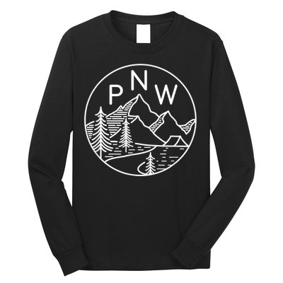 PNW Pacific Northwest Outdoors Trees Mountain Long Sleeve Shirt