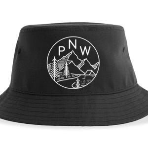 PNW Pacific Northwest Outdoors Trees Mountain Sustainable Bucket Hat