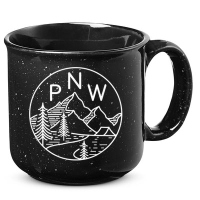 PNW Pacific Northwest Outdoors Trees Mountain 15oz Campfire Ceramic Mug
