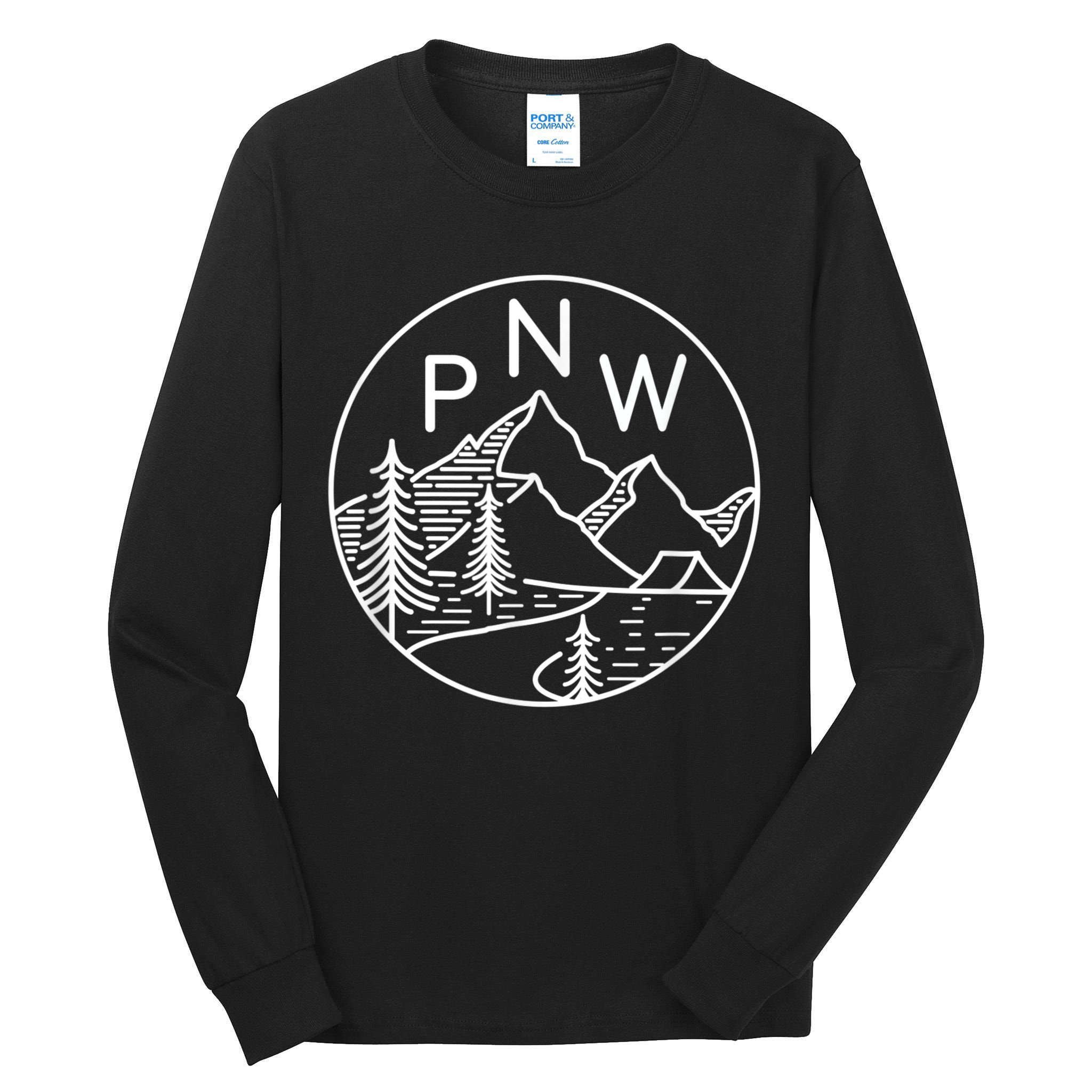 PNW Pacific Northwest Outdoors Trees Mountain Tall Long Sleeve T-Shirt