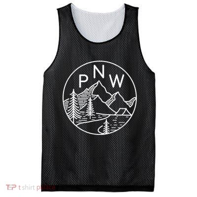 PNW Pacific Northwest Outdoors Trees Mountain Mesh Reversible Basketball Jersey Tank