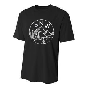 PNW Pacific Northwest Outdoors Trees Mountain Youth Performance Sprint T-Shirt