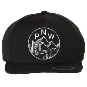 PNW Pacific Northwest Outdoors Trees Mountain Wool Snapback Cap