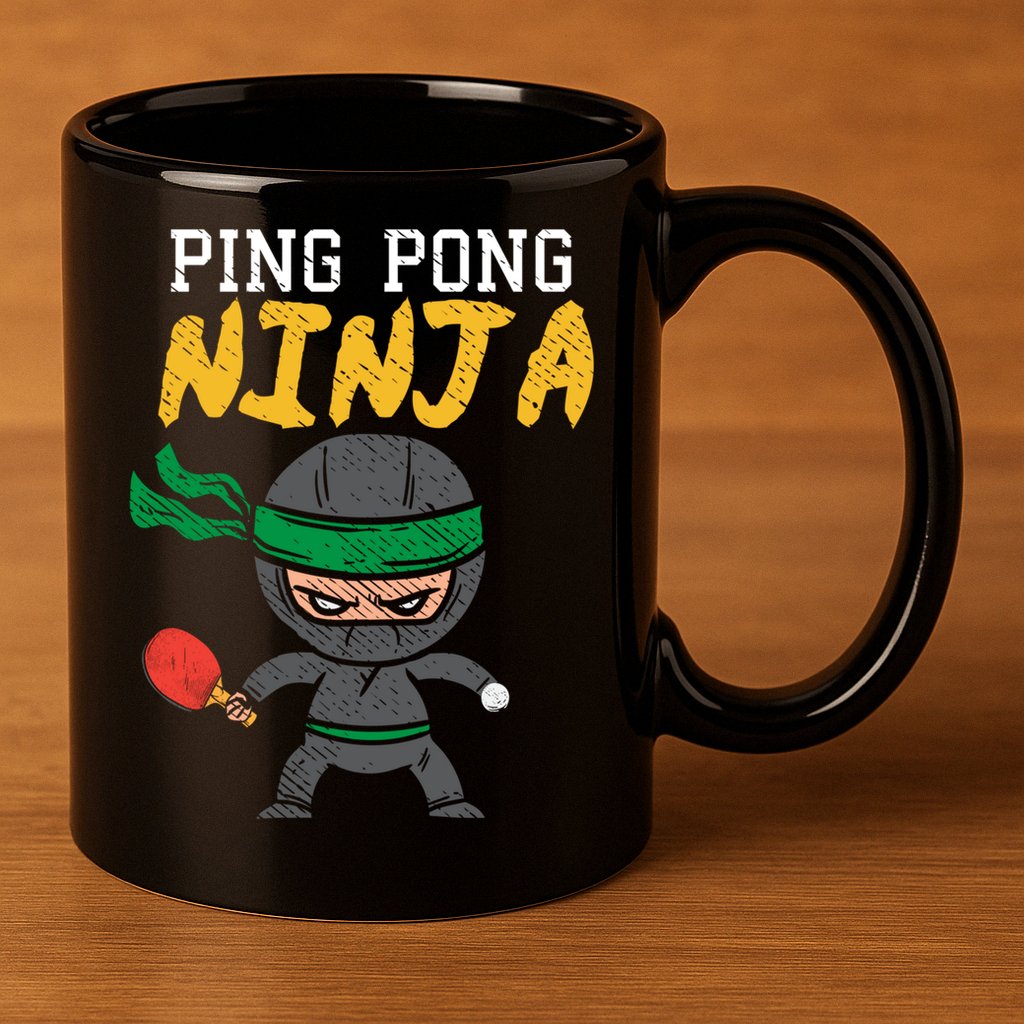 Ping Pong Ninja Table Tennis Gift 11oz C Handle Ceramic Mug