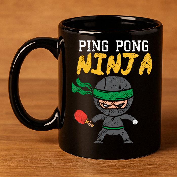 Ping Pong Ninja Table Tennis Gift 11oz C Handle Ceramic Mug
