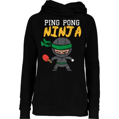 Ping Pong Ninja Table Tennis Gift Womens Funnel Neck Pullover Hood