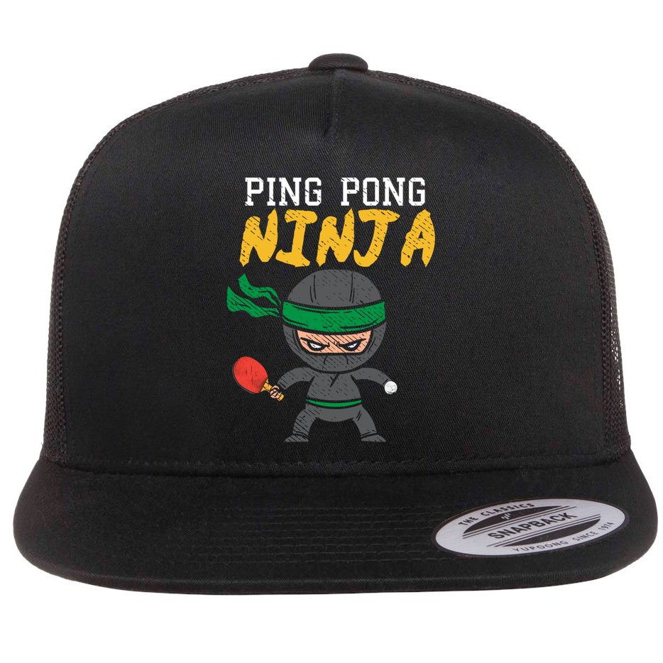 Ping Pong Ninja Table Tennis Gift Flat Bill Trucker Hat