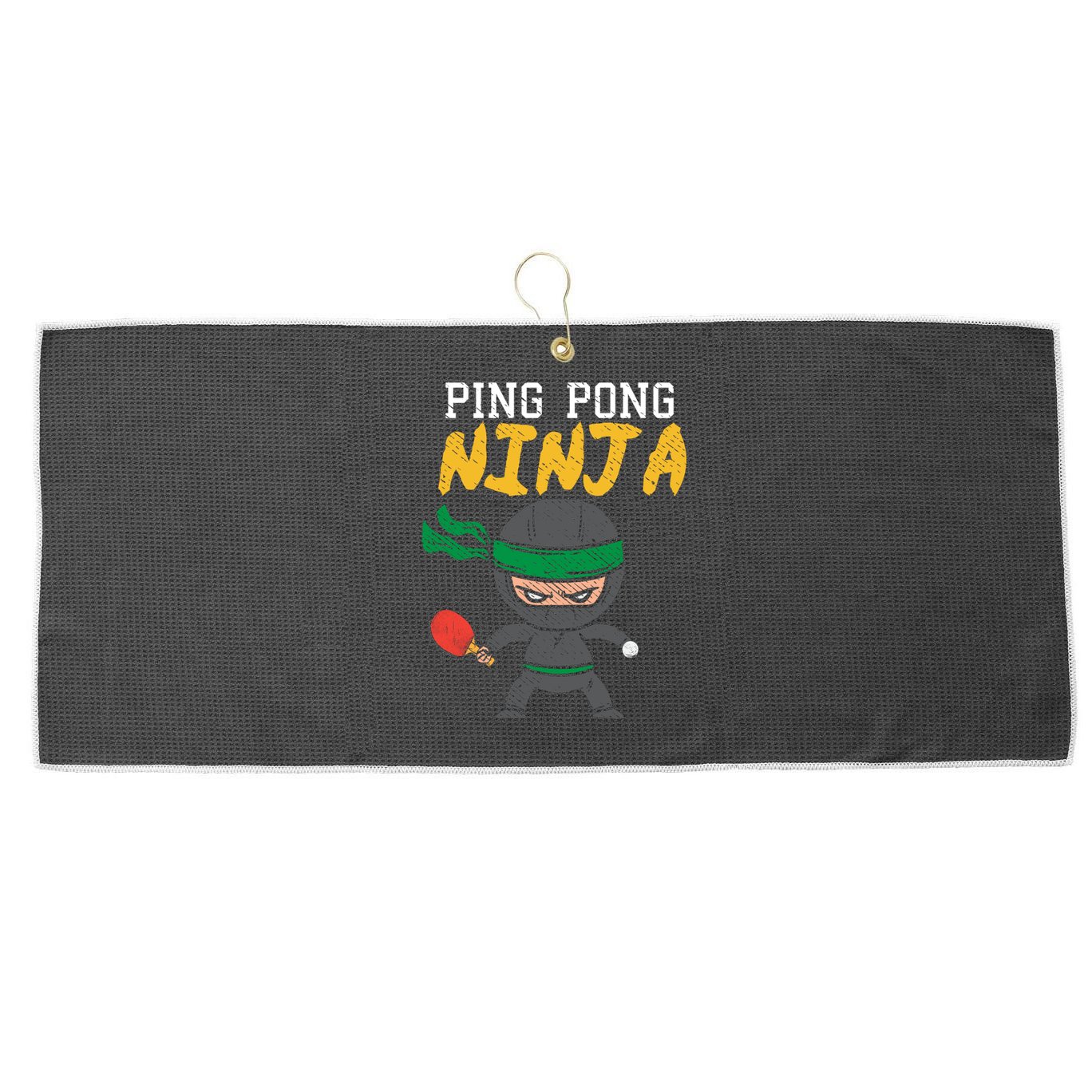 Ping Pong Ninja Table Tennis Gift Large Microfiber Waffle Golf Towel