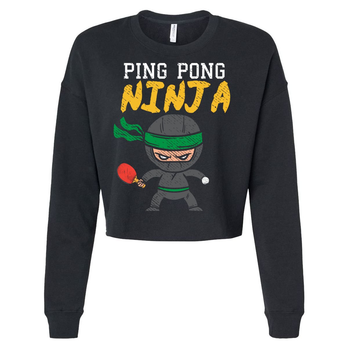 Ping Pong Ninja Table Tennis Gift Cropped Pullover Crew