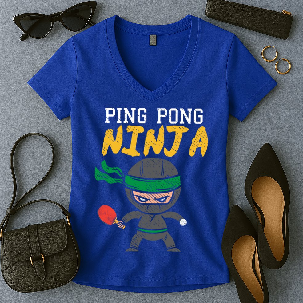 Ping Pong Ninja Table Tennis Gift Women's V-Neck T-Shirt
