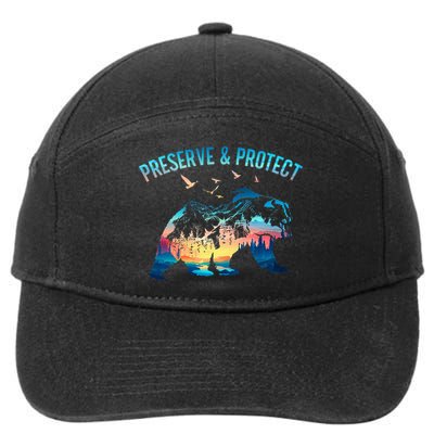 Preserve & Protect National Park Nature Forest Bear Wildlife 7-Panel Snapback Hat