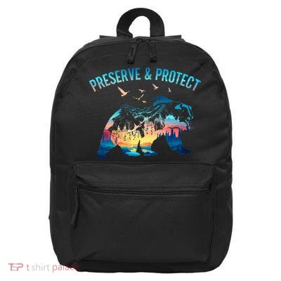 Preserve & Protect National Park Nature Forest Bear Wildlife 16 in Basic Backpack