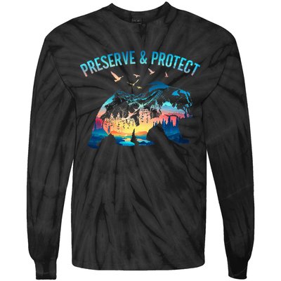 Preserve & Protect National Park Nature Forest Bear Wildlife Tie-Dye Long Sleeve Shirt