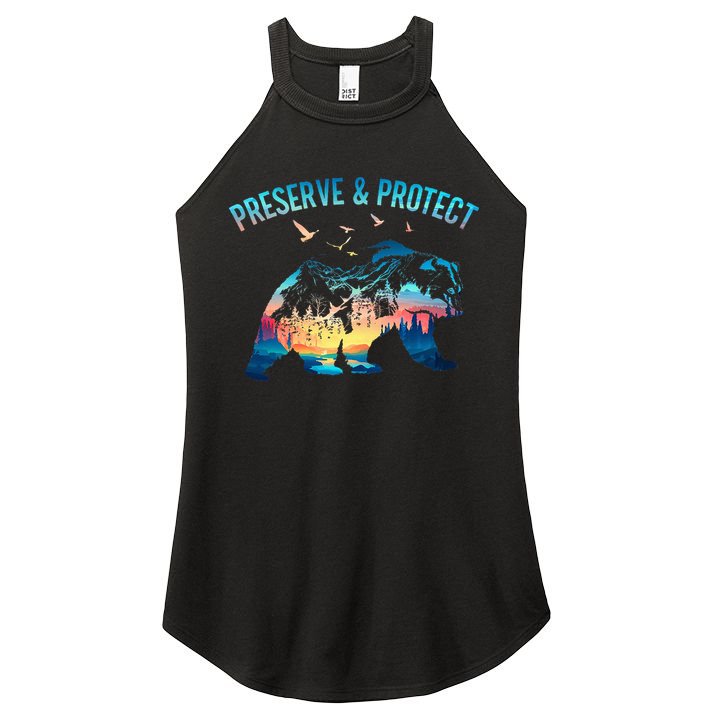 Preserve & Protect National Park Nature Forest Bear Wildlife Women's Perfect Tri Rocker Tank