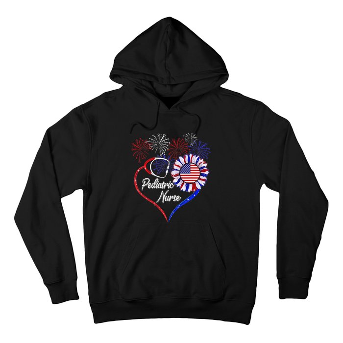 Patriotic Pediatric Nurse 4th Of July USA Flag Sunflower Hoodie