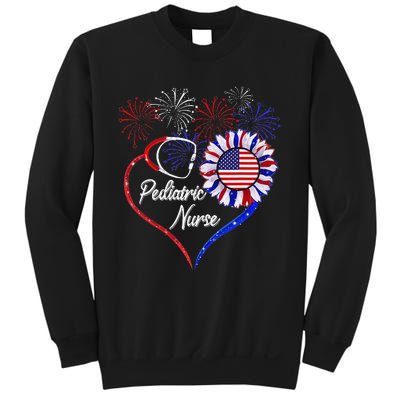 Patriotic Pediatric Nurse 4th Of July USA Flag Sunflower Sweatshirt