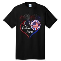 Patriotic Pediatric Nurse 4th Of July USA Flag Sunflower Tall T-Shirt