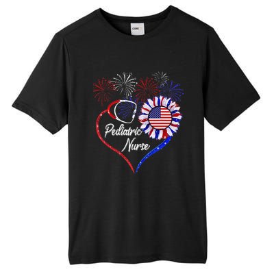 Patriotic Pediatric Nurse 4th Of July USA Flag Sunflower Tall Fusion ChromaSoft Performance T-Shirt