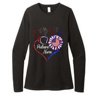 Patriotic Pediatric Nurse 4th Of July USA Flag Sunflower Womens CVC Long Sleeve Shirt