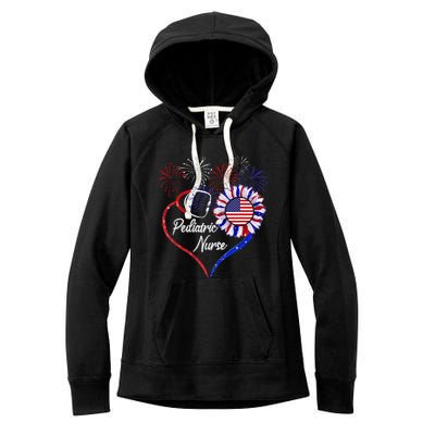 Patriotic Pediatric Nurse 4th Of July USA Flag Sunflower Women's Fleece Hoodie