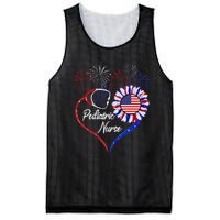 Patriotic Pediatric Nurse 4th Of July USA Flag Sunflower Mesh Reversible Basketball Jersey Tank