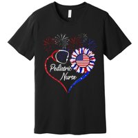 Patriotic Pediatric Nurse 4th Of July USA Flag Sunflower Premium T-Shirt