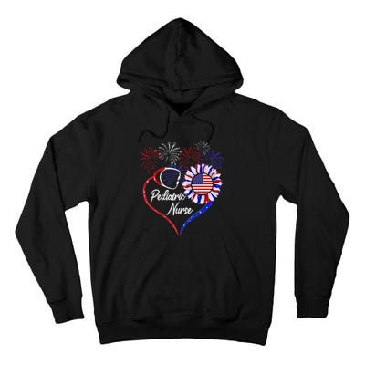 Patriotic Pediatric Nurse 4th Of July USA Flag Sunflower Tall Hoodie