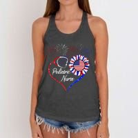 Patriotic Pediatric Nurse 4th Of July USA Flag Sunflower Women's Knotted Racerback Tank