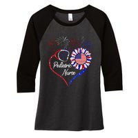 Patriotic Pediatric Nurse 4th Of July USA Flag Sunflower Women's Tri-Blend 3/4-Sleeve Raglan Shirt