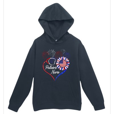 Patriotic Pediatric Nurse 4th Of July USA Flag Sunflower Urban Pullover Hoodie